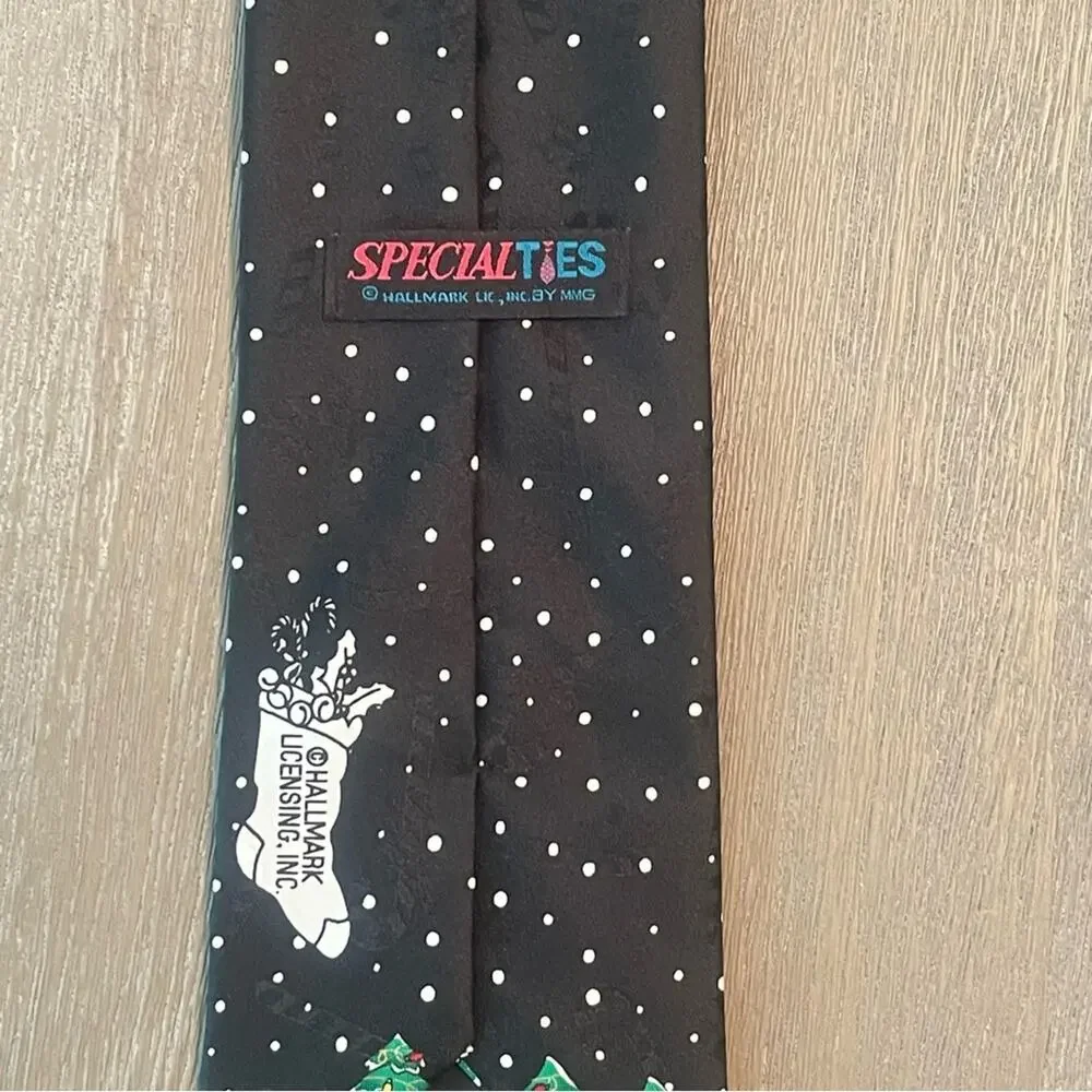 Rare Hallmark Santa & Reindeer Christmas tie necktie mens novelty holiday office